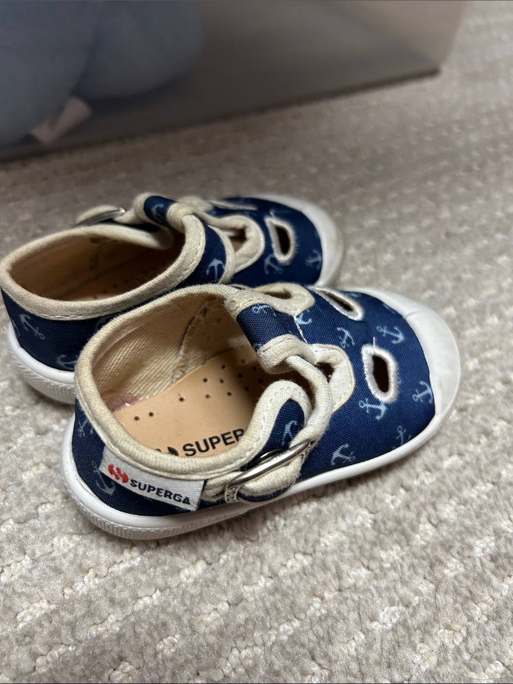 Superga baby/toddler Navy Anchor Print Canvas Sandals